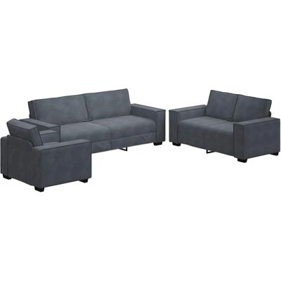 Ensemble de Canapés en Velours Gris Foncé 3 Pièces vidaXL - Publicité Ensemble de Canapés en Velours Gris Foncé 3 Pièces vidaXL - Publicité