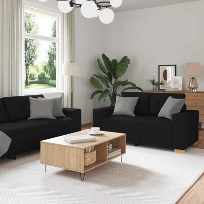 vidaXL Set von 3 Schwarz Polyesterstoff 59 cm Sitzbreite Sofa Stühle - Sofa Chairs vidaXL Set von 3 Schwarz Polyesterstoff 59 cm Sitzbreite Sofa Stühle - Sofa Chairs