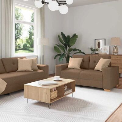 vidaXL Ensemble de 3 Tissus Gros Ergonomique Canapé Marron - Sofa set - Publicité vidaXL Ensemble de 3 Tissus Gros Ergonomique Canapé Marron - Sofa set - Publicité