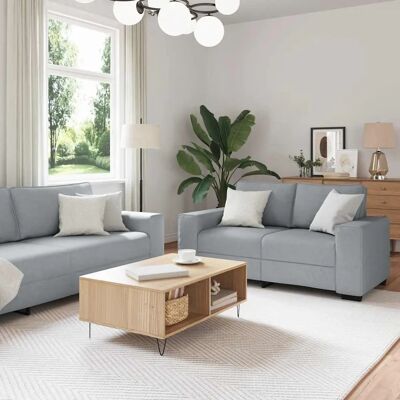 Ensemble de canapé 3 pièces VidaXL avec coussins en tissu gris clair Ensemble de canapé 3 pièces VidaXL avec coussins en tissu gris clair