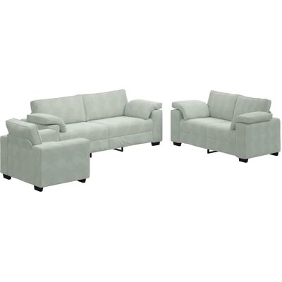 VIDAXL Set aus 3 Samtsofas Hellgrau - Sofaset VIDAXL Set aus 3 Samtsofas Hellgrau - Sofaset