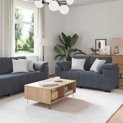 Ensemble de Canapés VIDAXL - Velours Gris, 2 Places - Publicité Ensemble de Canapés VIDAXL - Velours Gris, 2 Places - Publicité
