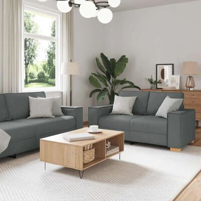 vidaXL 2-tlg. Sofagarnitur mit Kissen Dunkelgrau vidaXL 2-tlg. Sofagarnitur mit Kissen Dunkelgrau