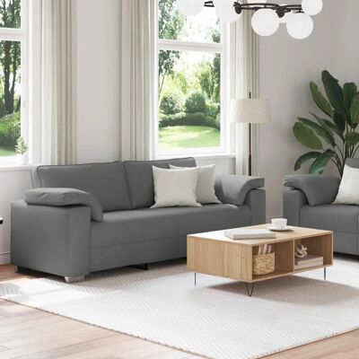 vidaXL Set aus 2 Dunkelgrau Textilene, Holz, Metall, Schaumstoff, PP-Faser - Sofa Set vidaXL Set aus 2 Dunkelgrau Textilene, Holz, Metall, Schaumstoff, PP-Faser - Sofa Set