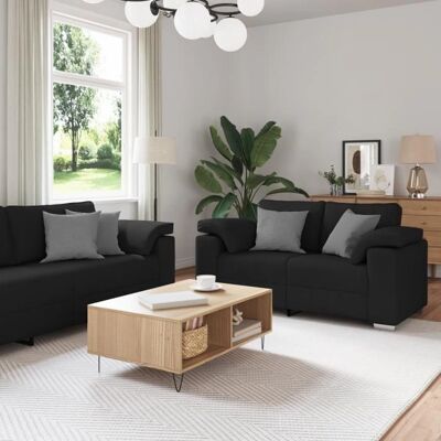 vidaXL Sofá de Metal Negro para 3 Personas - Muebles para Sala vidaXL Sofá de Metal Negro para 3 Personas - Muebles para Sala