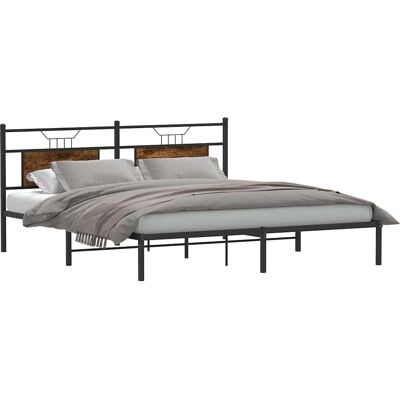 vidaXL Bedframe 160x200cm Rauch Eik - Bed Frame vidaXL Bedframe 160x200cm Rauch Eik - Bed Frame
