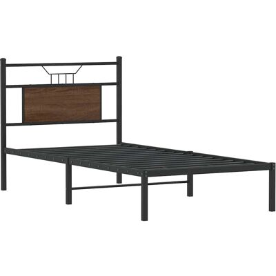 vidaXL Bettgestell mit Kopfteil - 90x200 cm Braun Holz vidaXL Bettgestell mit Kopfteil - 90x200 cm Braun Holz