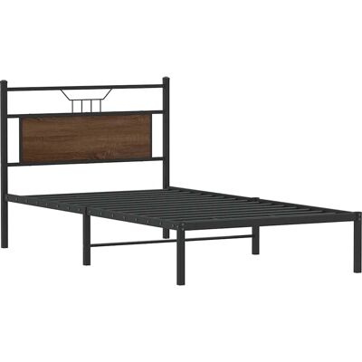 Cadre de lit vidaXL - 100x200 cm, Marron, Durable, Acier, avec Tête de lit - Publicité Cadre de lit vidaXL - 100x200 cm, Marron, Durable, Acier, avec Tête de lit - Publicité