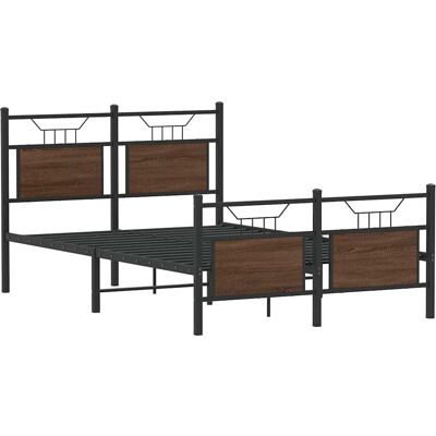 vidaXL Bettgestell - 120x200cm - Braun/Eiche/Rooble - Langlebig & Stilvoll vidaXL Bettgestell - 120x200cm - Braun/Eiche/Rooble - Langlebig & Stilvoll