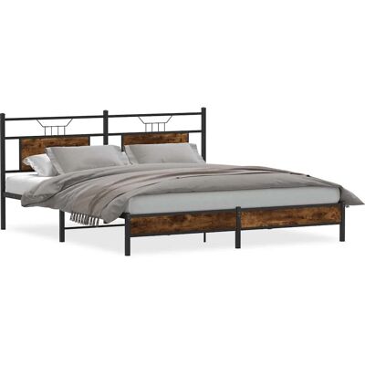 vidaXL sänkykehys - Savun tammi - 183x213 cm - Teräs, pääty vidaXL sänkykehys - Savun tammi - 183x213 cm - Teräs, pääty