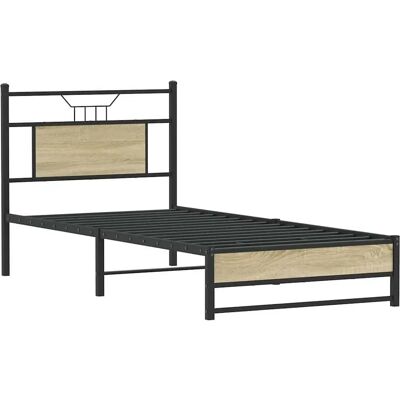 vidaXL Bettgestell Sonoma-Eiche 90x200 cm Holz Braun - Bed Frame vidaXL Bettgestell Sonoma-Eiche 90x200 cm Holz Braun - Bed Frame