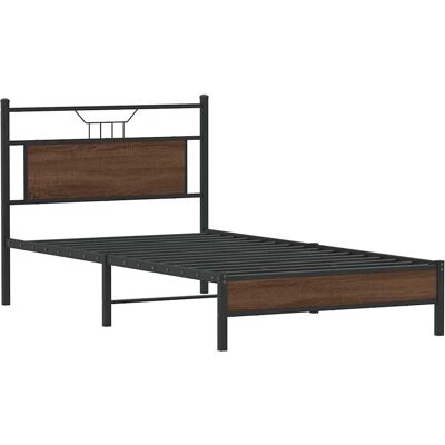 vidaXL Bed Frame 100x200cm Brown Wood Durable Support - Bed Frame vidaXL Bed Frame 100x200cm Brown Wood Durable Support - Bed Frame