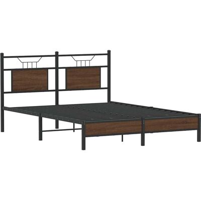 vidaXL Bettgestell mit Kopfteil - 140x190 cm Braun Holz vidaXL Bettgestell mit Kopfteil - 140x190 cm Braun Holz