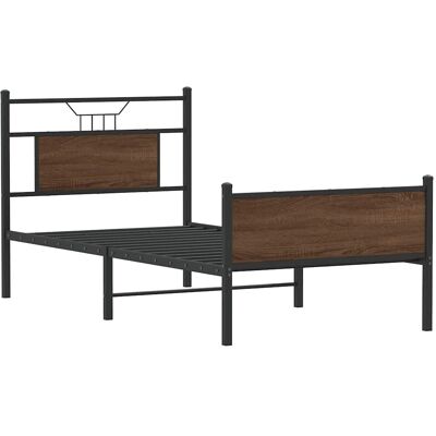 vidaXL Bettgestell mit Stauraum Braun Eiche 75x190 cm vidaXL Bettgestell mit Stauraum Braun Eiche 75x190 cm