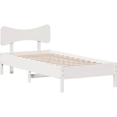 vidaXL Bettgestell Weiß - Massiv Kiefernholz - 135x190 cm vidaXL Bettgestell Weiß - Massiv Kiefernholz - 135x190 cm