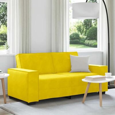 Vidaxl Fluwelen 2-zitsbank Geel 140cm - Bank Vidaxl Fluwelen 2-zitsbank Geel 140cm - Bank