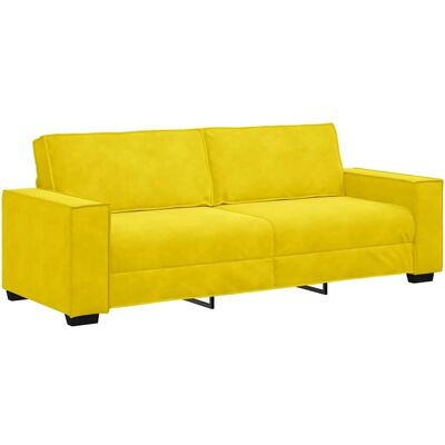 Canapé 3 Places Velours Jaune 180cm - Sofa - Publicité Canapé 3 Places Velours Jaune 180cm - Sofa - Publicité