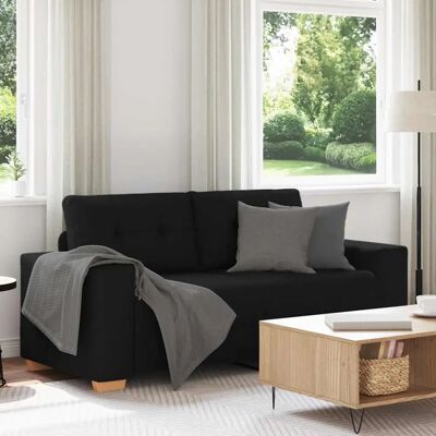 vidaXL 140 cm Zwart Stoffen Zweisitzerbank vidaXL 140 cm Zwart Stoffen Zweisitzerbank
