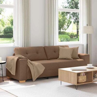 Vidaxl Brauner Polyesterstoff Holzrahmen 3-Sitzer Sofa - Sofa Vidaxl Brauner Polyesterstoff Holzrahmen 3-Sitzer Sofa - Sofa