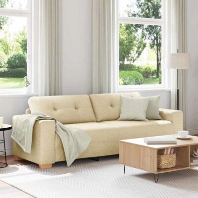 Vidaxl Creme Polyester 3-Sitzer Sofa - Sofa Vidaxl Creme Polyester 3-Sitzer Sofa - Sofa