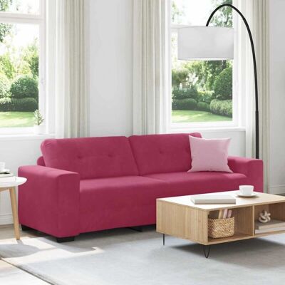 vidaXL Samt Velours Roter 3-Sitzer Sofa – Wohnzimmermöbel vidaXL Samt Velours Roter 3-Sitzer Sofa – Wohnzimmermöbel