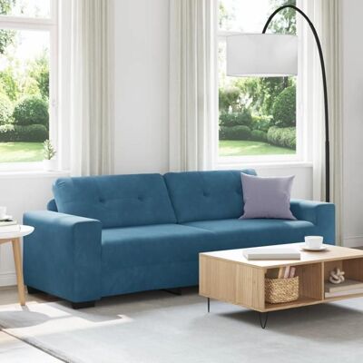 Vidaxl - Blue Velvet 3-Seater Sofa - Modern Interior Furniture Vidaxl - Blue Velvet 3-Seater Sofa - Modern Interior Furniture