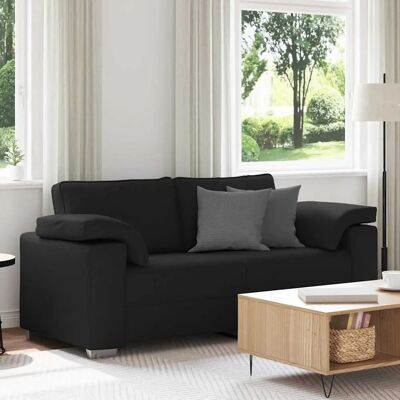 vidaXL Canapé Noir - 2,5 places, Structure en métal & bois, Tissu anti-rouille - Canapé vidaXL Canapé Noir - 2,5 places, Structure en métal & bois, Tissu anti-rouille - Canapé