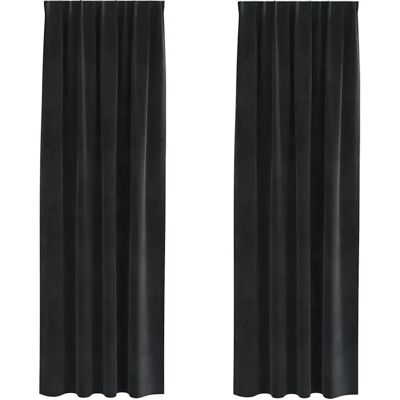 vidaXL Zwarte Polyester Gordijnen 140 x 260 cm - Gordijn vidaXL Zwarte Polyester Gordijnen 140 x 260 cm - Gordijn