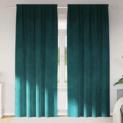 vidaXL Mørkegrønne Polyester Gardiner - Gardin vidaXL Mørkegrønne Polyester Gardiner - Gardin