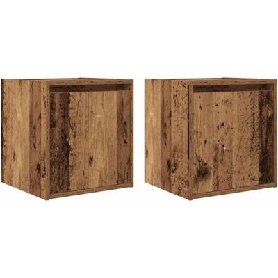 vidaXL Wand-Nachttische 2 Stk. Altholz-Optik 38x34x40 cm vidaXL Wand-Nachttische 2 Stk. Altholz-Optik 38x34x40 cm