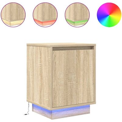vidaXL Nachttisch Eiche - mit LED-Beleuchtung & Stauraum vidaXL Nachttisch Eiche - mit LED-Beleuchtung & Stauraum
