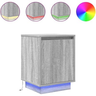 vidaXL Nachtkastje - LED-verlichting - Grey Sonoma - Bedside Table vidaXL Nachtkastje - LED-verlichting - Grey Sonoma - Bedside Table