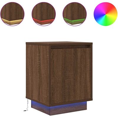 vidaXL Nachtkastje Eik - LED, Opbergruimte, Modern vidaXL Nachtkastje Eik - LED, Opbergruimte, Modern