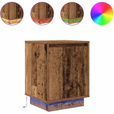 vidaXL Nachtkastje - oud hout met LED-verlichting vidaXL Nachtkastje - oud hout met LED-verlichting