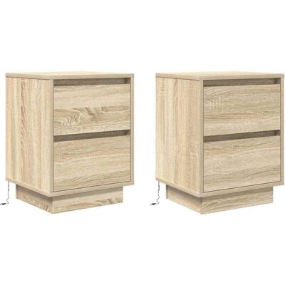 vidaXL Nachttische mit LED-Leuchten - Sonoma-Eiche, 38x34x50 cm, 2 Stk. vidaXL Nachttische mit LED-Leuchten - Sonoma-Eiche, 38x34x50 cm, 2 Stk.