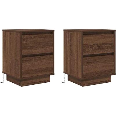 VidaXL Bedside Cabinets with LED Lights - 2 pcs, Brown Oak, 38x34x50cm VidaXL Bedside Cabinets with LED Lights - 2 pcs, Brown Oak, 38x34x50cm