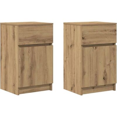 vidaXL Nachtkastjes 2 stuks eikenhout - 39x35x65 cm, Houtmateriaal vidaXL Nachtkastjes 2 stuks eikenhout - 39x35x65 cm, Houtmateriaal
