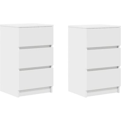 vidaXL Bedside Cabinets with 3 Drawers 2 pcs White 39x35x65 cm - Nachtkastje vidaXL Bedside Cabinets with 3 Drawers 2 pcs White 39x35x65 cm - Nachtkastje