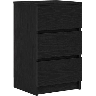 vidaXL Bedside Cabinet with 3 Drawers Black 39x35x65 cm vidaXL Bedside Cabinet with 3 Drawers Black 39x35x65 cm