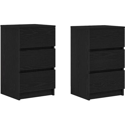 vidaXL Bedside Cabinets with 3 Drawers - Black - 39x35x65 cm vidaXL Bedside Cabinets with 3 Drawers - Black - 39x35x65 cm
