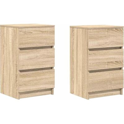 vidaXL Nachtkastjes met 3 lades - 2 stuks - Sonoma eikenhout vidaXL Nachtkastjes met 3 lades - 2 stuks - Sonoma eikenhout