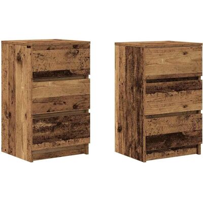 vidaXL Nachtkastjes met 3 lades - Oud hout - 39x35x65 cm vidaXL Nachtkastjes met 3 lades - Oud hout - 39x35x65 cm