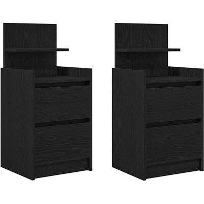vidaXL Bedside Cabinets 2 pcs Black 38x34x80 cm - Bedside Cabinets vidaXL Bedside Cabinets 2 pcs Black 38x34x80 cm - Bedside Cabinets