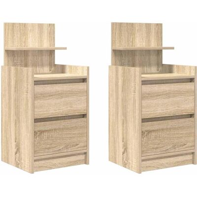 vidaXL Bedside Cabinets Sonoma eik - 2 stuks Beton Grijs vidaXL Bedside Cabinets Sonoma eik - 2 stuks Beton Grijs