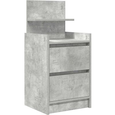 vidaXL Grauer Beton Nachttisch - 2 Schubladen, 38x34x80 cm vidaXL Grauer Beton Nachttisch - 2 Schubladen, 38x34x80 cm
