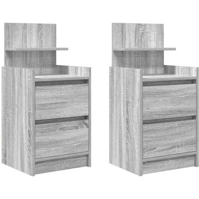 vidaXL Nachttische 2 Stk. Grau Sonoma - Bedside Cabinets vidaXL Nachttische 2 Stk. Grau Sonoma - Bedside Cabinets
