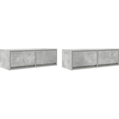 vidaXL Meuble TV mural - Gris ciment - 80x31x25,5cm - Publicité vidaXL Meuble TV mural - Gris ciment - 80x31x25,5cm - Publicité