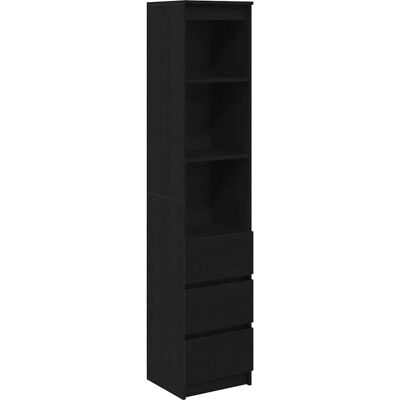 vidaXL Schwarzes Eichen-Highboard - Sideboard mit 3 Schubladen & Regalen vidaXL Schwarzes Eichen-Highboard - Sideboard mit 3 Schubladen & Regalen