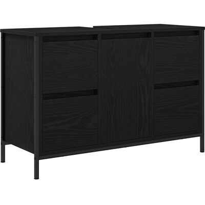 vidaXL Black Oak Bathroom Vanity Cabinet - Storage Solutions vidaXL Black Oak Bathroom Vanity Cabinet - Storage Solutions