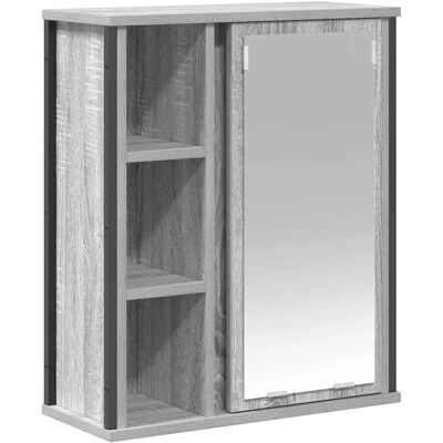 vidaXL Bad-Wandschrank mit Spiegel Grau Sonoma 50x21x60cm vidaXL Bad-Wandschrank mit Spiegel Grau Sonoma 50x21x60cm